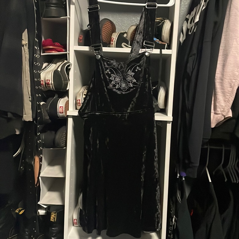 Black velvet overall dress